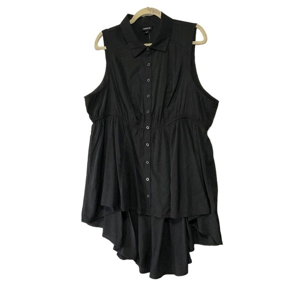 Torrid Women’s Babydoll Button Front Shirt Dress Sleeveless Black 2 NWT - Picture 1 of 14